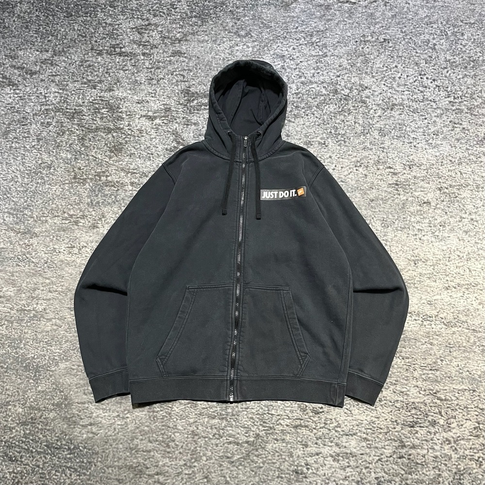 Nike Just Do It Zip Up Hoodie‎ Black Swoosh Mens Medium Sweatshirt